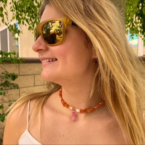 🍋🌿Handmade Blown Glass Rock Necklace🌿🍋 - Picture 3 of 7